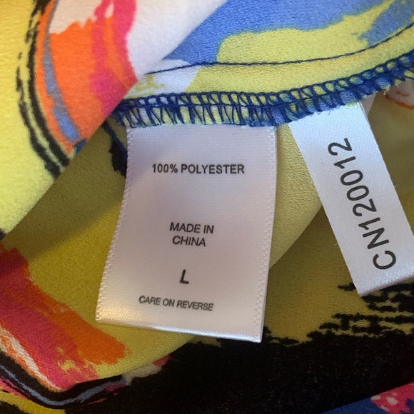 New York & Company Blouse Large Multicolor Brushstroke Abstract Colorful - Picture 4 of 8